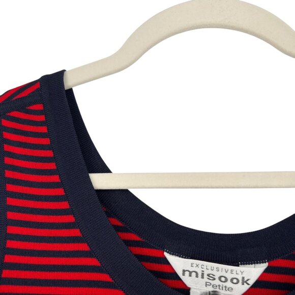 Misook Red Navy Striped Sleeveless Tank Top Size Medium Petite - Picture 3 of 9